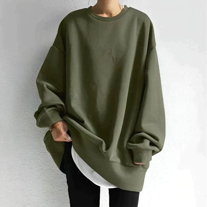 Soft knit women's oversized tunic sweater. Ideal long sleeve casual top for fall and winter outfits.