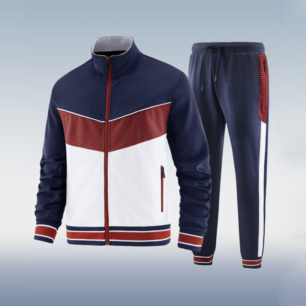 Men's Elite two-piece tracksuit, full zip jacket & pants, for athletic performance, style & casual wear. Versatile activewear.