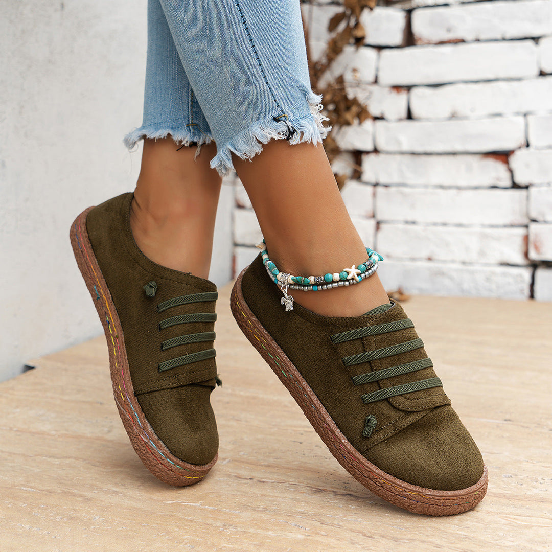 Fashionable women's lightweight loafers, comfortable with elastic laces & a durable non-slip sole.