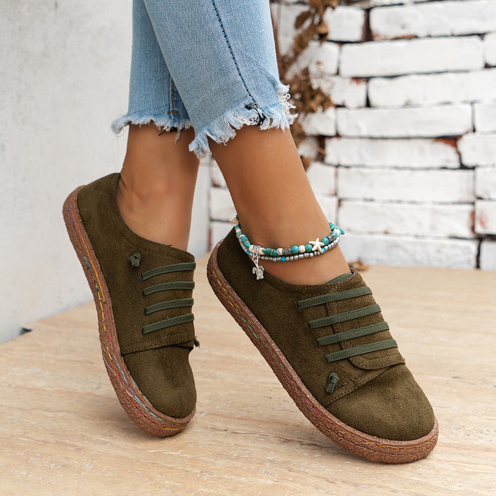 Fashionable women's lightweight loafers, comfortable with elastic laces & a durable non-slip sole.