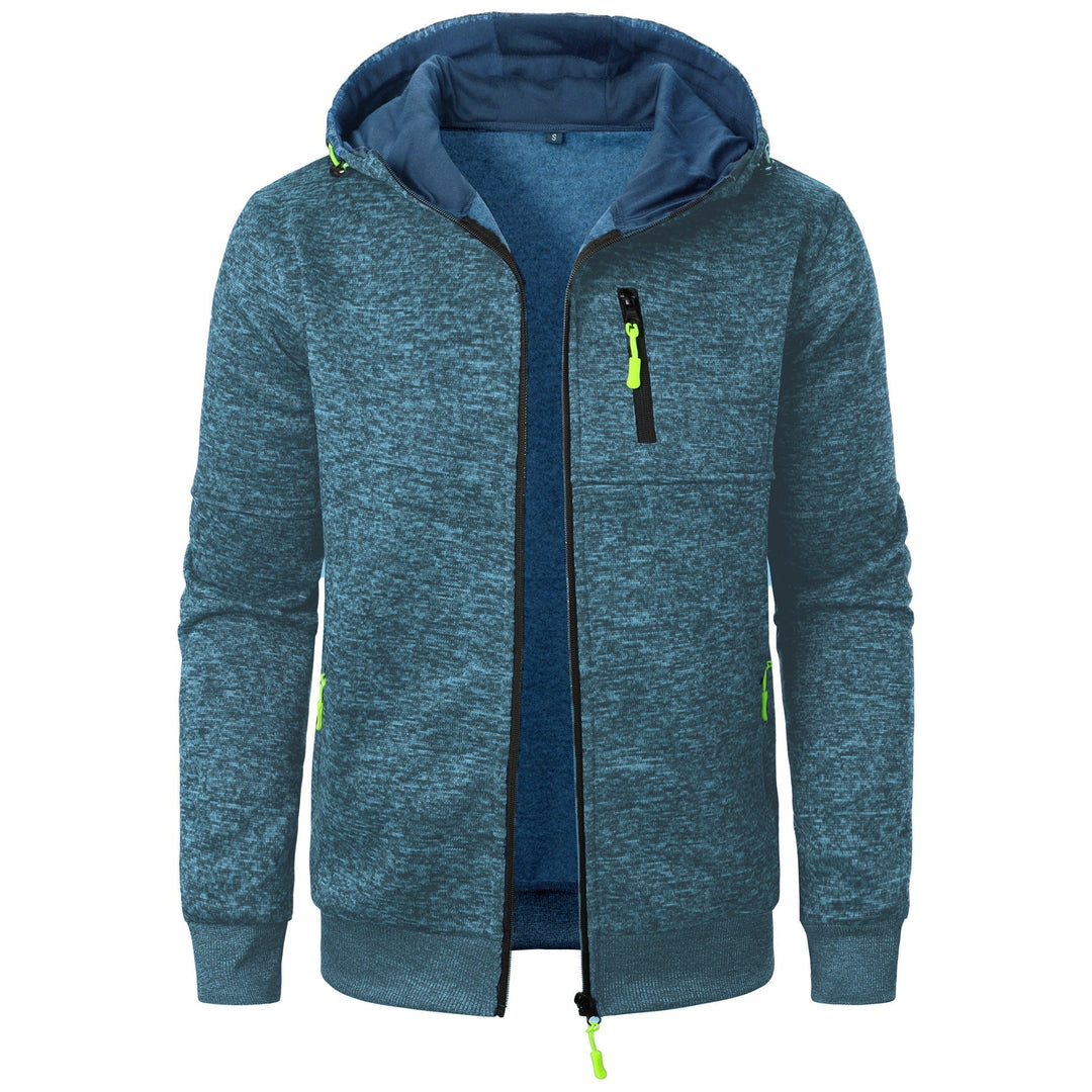 Men's stylish patterned zip-up hoodie, a comfortable hooded sweatshirt for casual everyday fashion.