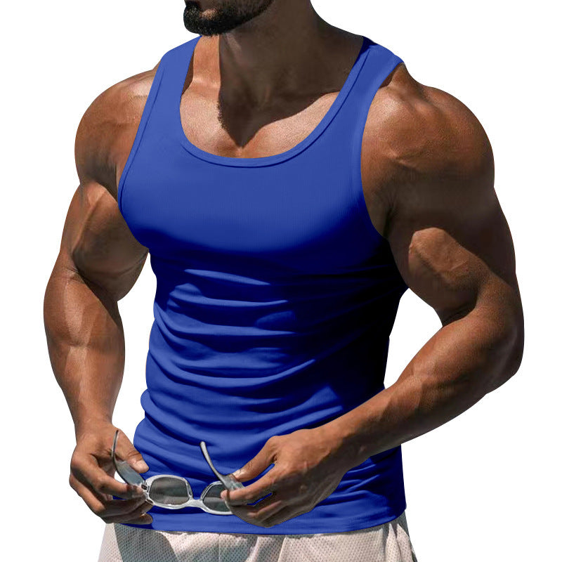 Stylish men's activewear: a fitted, breathable sports tank top for gym workouts & summer comfort.