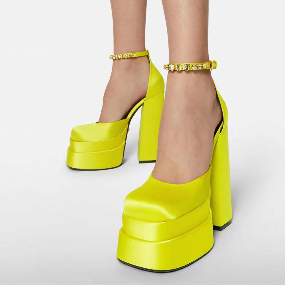Ladies' elevated platform high heels featuring a chic ankle strap, great for parties & dress events.