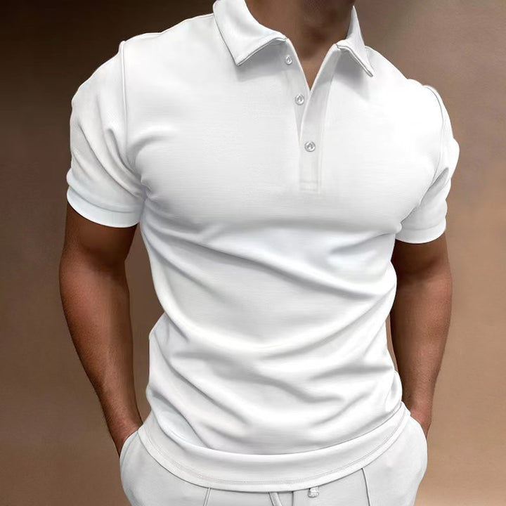Men's smart casual short sleeve polo, offering comfort and style for golf or daily wear.