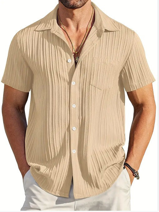 Stylish & comfortable men's structured short sleeve shirt, perfect for beach, vacation, casual.