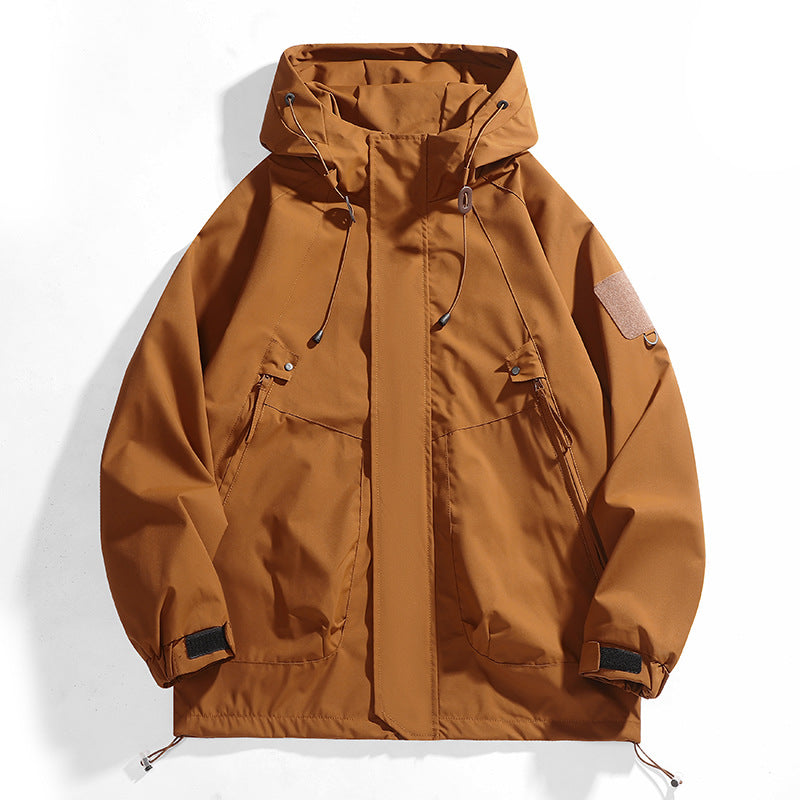 Durable women's waterproof outdoor jacket. Functional adjustable hood for hiking, camping, and active adventures.