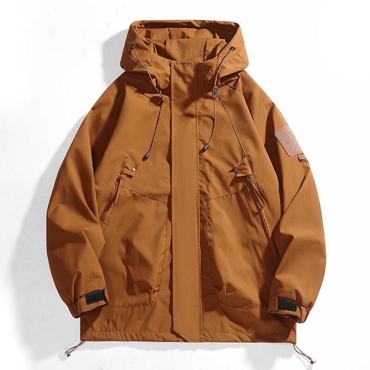 Durable women's waterproof outdoor jacket. Functional adjustable hood for hiking, camping, and active adventures.