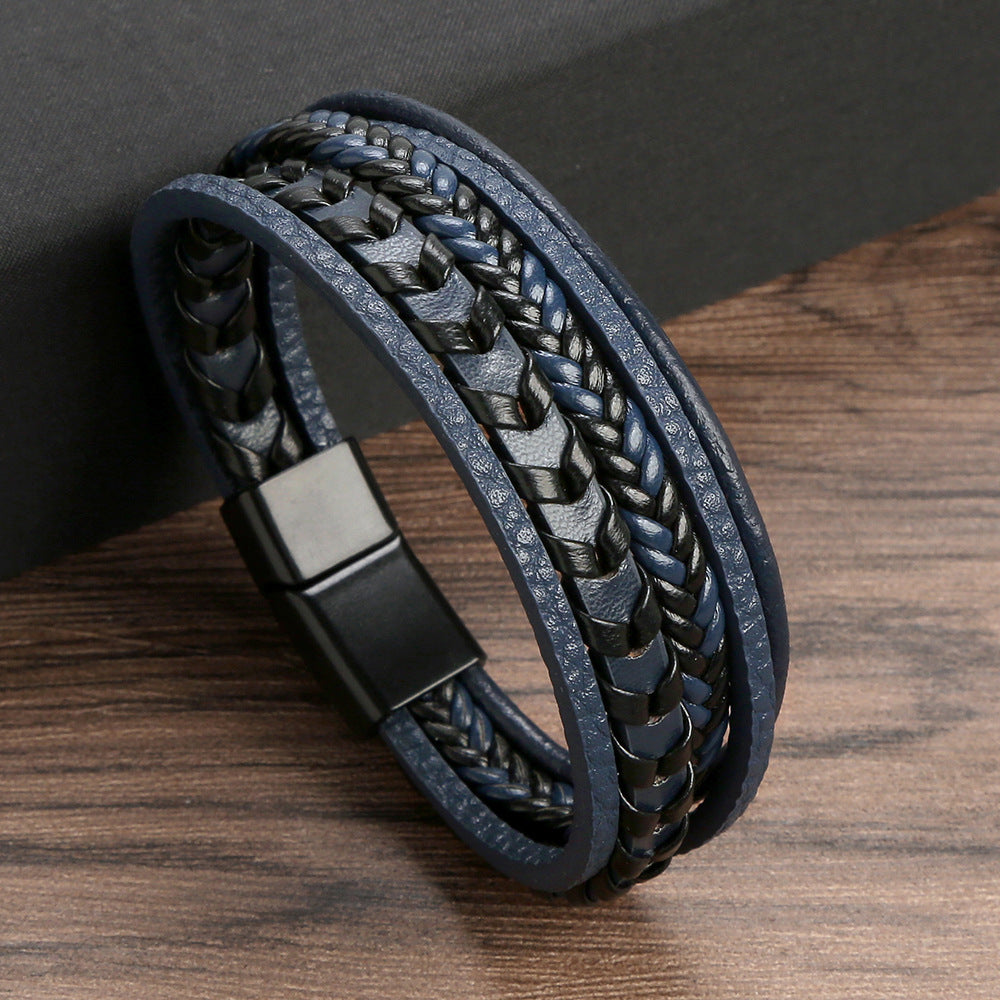Men's braided leather Viking bracelet with a rugged, timeless design for strength.