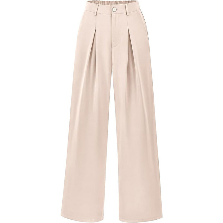Elegant women's high waist pleated wide leg trousers, perfect for sophisticated casual or office wear.