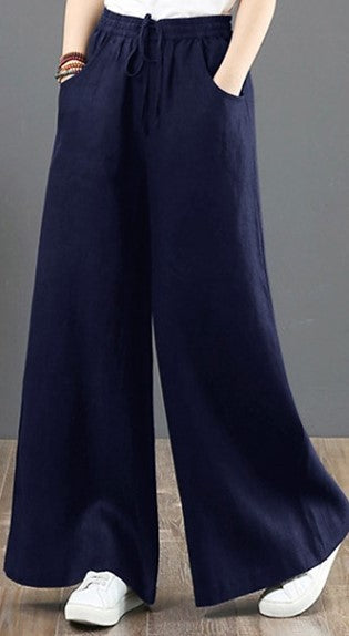 Flowy wide leg trousers for women, elastic waist provides maximum comfort and a relaxed silhouette.