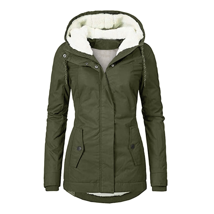 Versatile women's warm hooded jacket, ideal casual outerwear for winter, with cozy feel and easy layering.