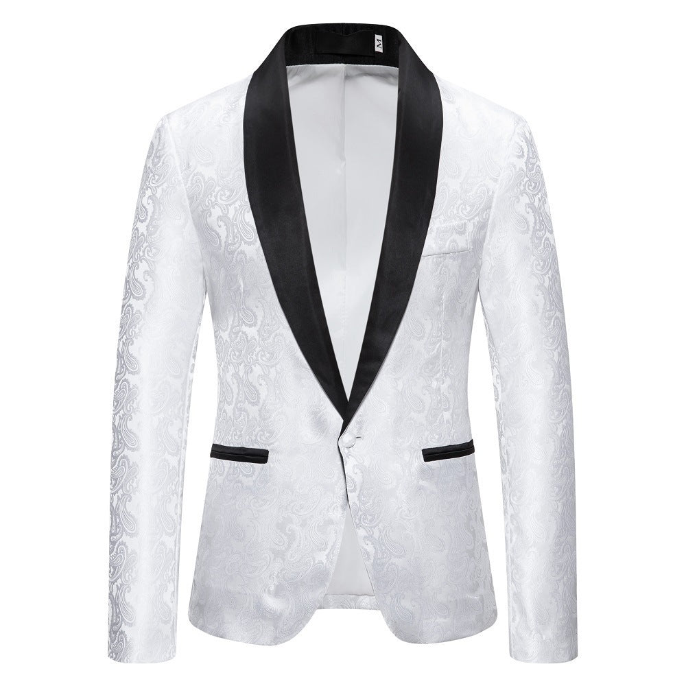 Men's special occasion blazer with intricate paisley design, a standout formal jacket.