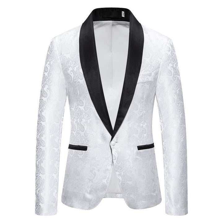 Men's special occasion blazer with intricate paisley design, a standout formal jacket.