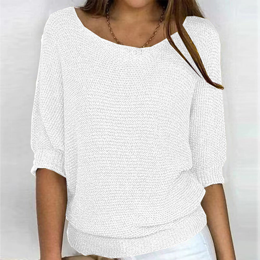 Stylish women's pullover sweater, soft knit, long sleeve, a versatile top for casual fall & winter fashion.