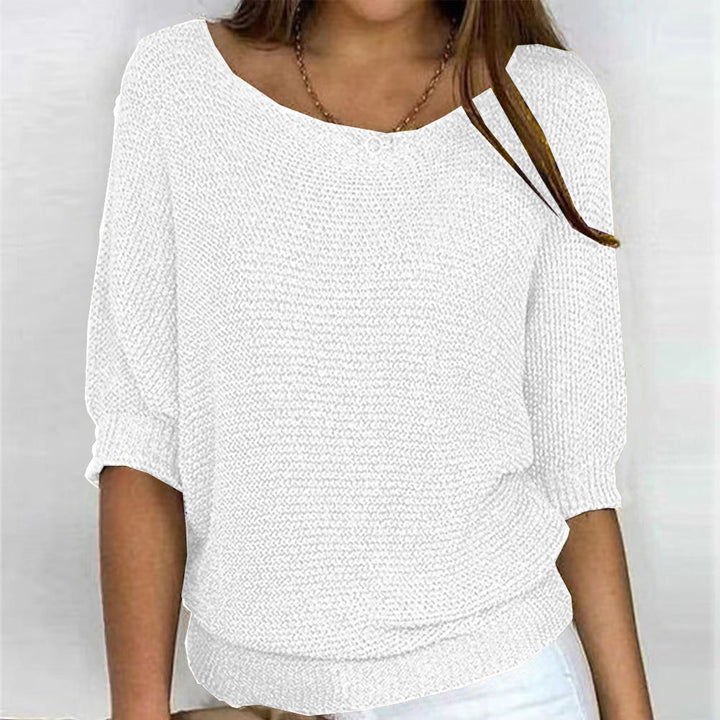 Stylish women's pullover sweater, soft knit, long sleeve, a versatile top for casual fall & winter fashion.
