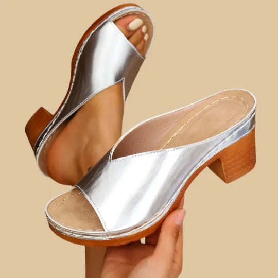 Stylish unisex chunky high heel sandals, designed with orthopedic features for ultimate comfort.