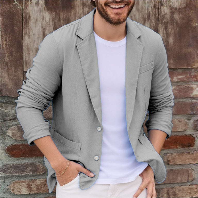 Comfortable men's smart casual jacket, a lightweight blazer designed for easy layering & travel.