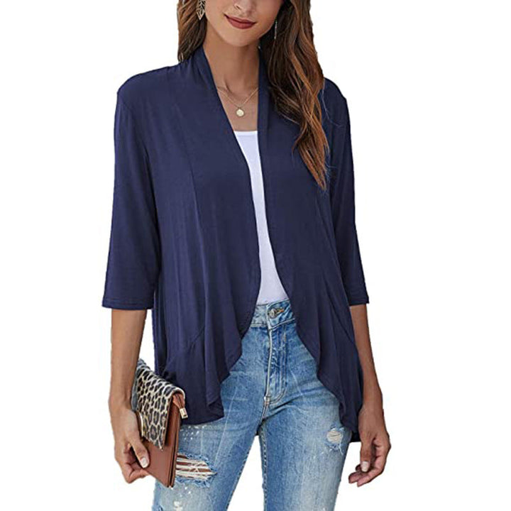 Must-have women's lightweight 3/4 sleeve jacket with an open front. Offers effortless style & comfort.