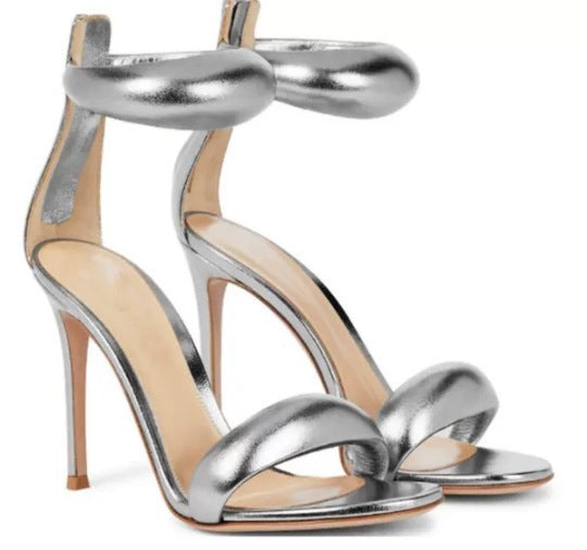 Modern women's high heel sandals with a secure ankle strap, offering elegance for any special event.