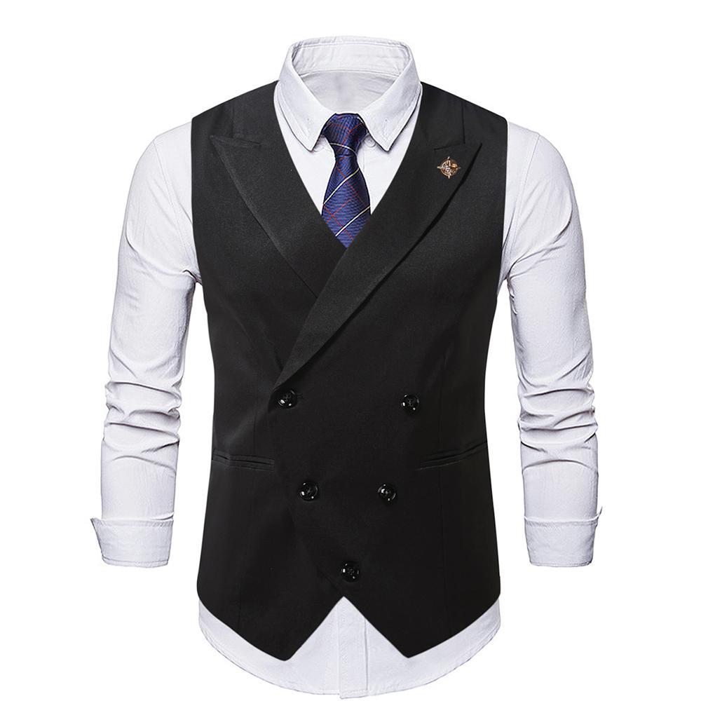 Classic men's double-breasted suit vest, a key piece for sharp tailored formal wear and professional looks.