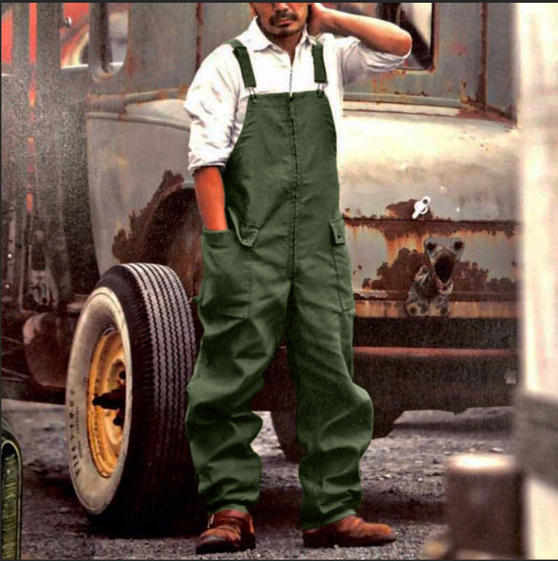 Men's durable brown work overalls, designed for rugged tasks, with comfortable fit & essential utility pockets.