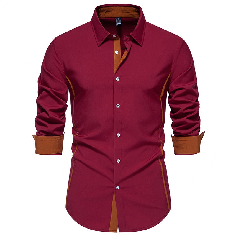 Business casual men's long sleeve shirt, comfortable and stylish with its contrast stitching.
