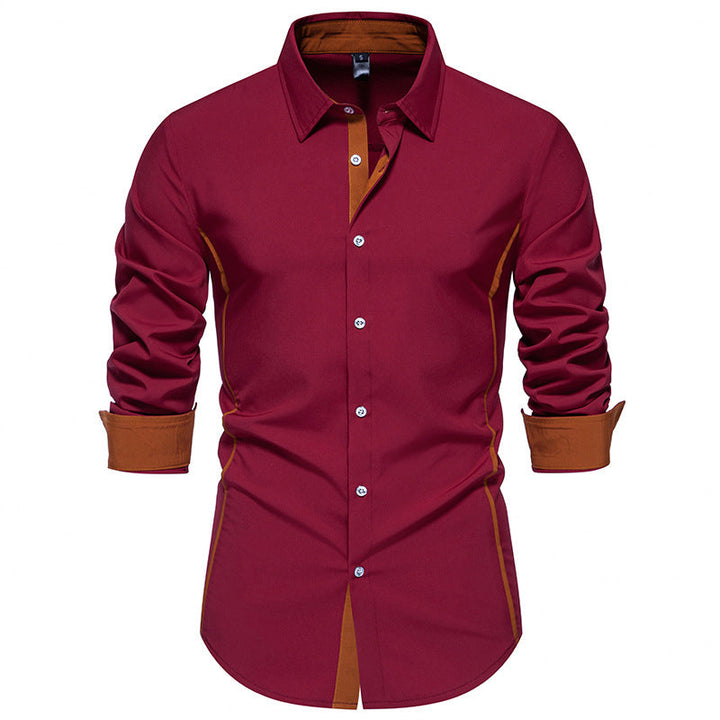 Business casual men's long sleeve shirt, comfortable and stylish with its contrast stitching.