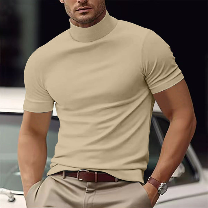 Men's short sleeve turtleneck apparel, offering a modern style and ultimate comfort.