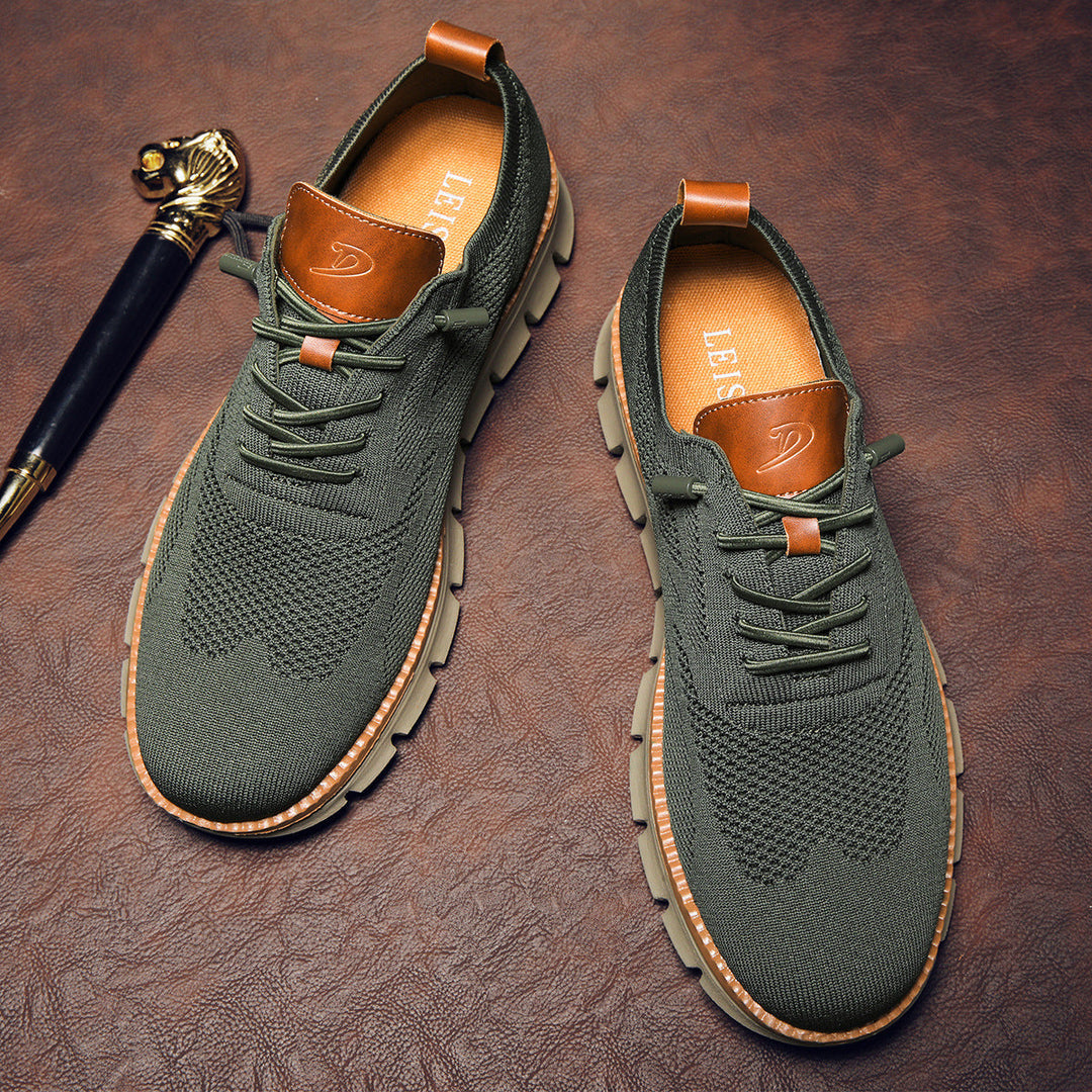 Mens fashion perforated sneakers, lace-up design, round toe, perfect for stylish casual looks.