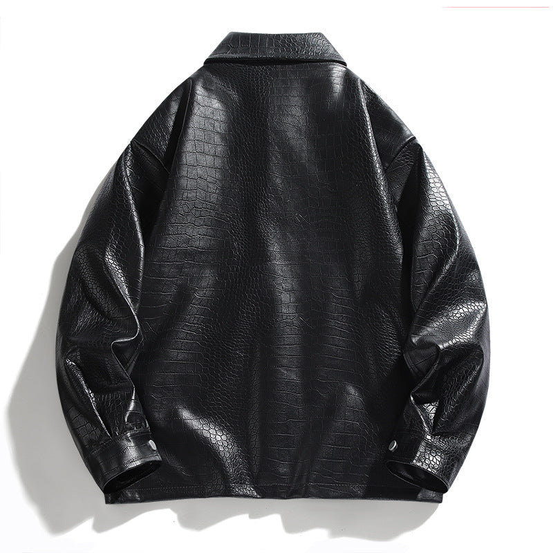 Versatile men's croc design outerwear, perfect for fashion-forward casual and semi-formal styles.
