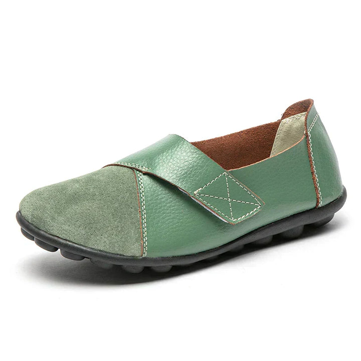 Comfortable unisex flat slip shoes, round toe, stitched paneled, perfect for daily casual wear.