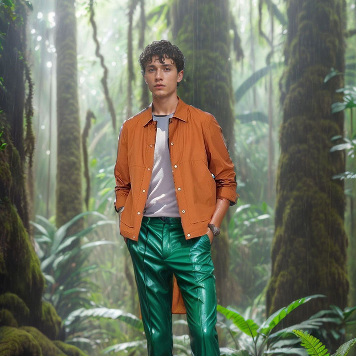Versatile men's lightweight summer jacket with snap closure, perfect for travel & active outdoor wear.