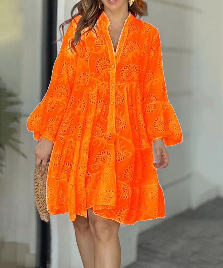Elegant women's tiered balloon sleeve mini dress, an ideal occasion wear for summer brunch & parties.