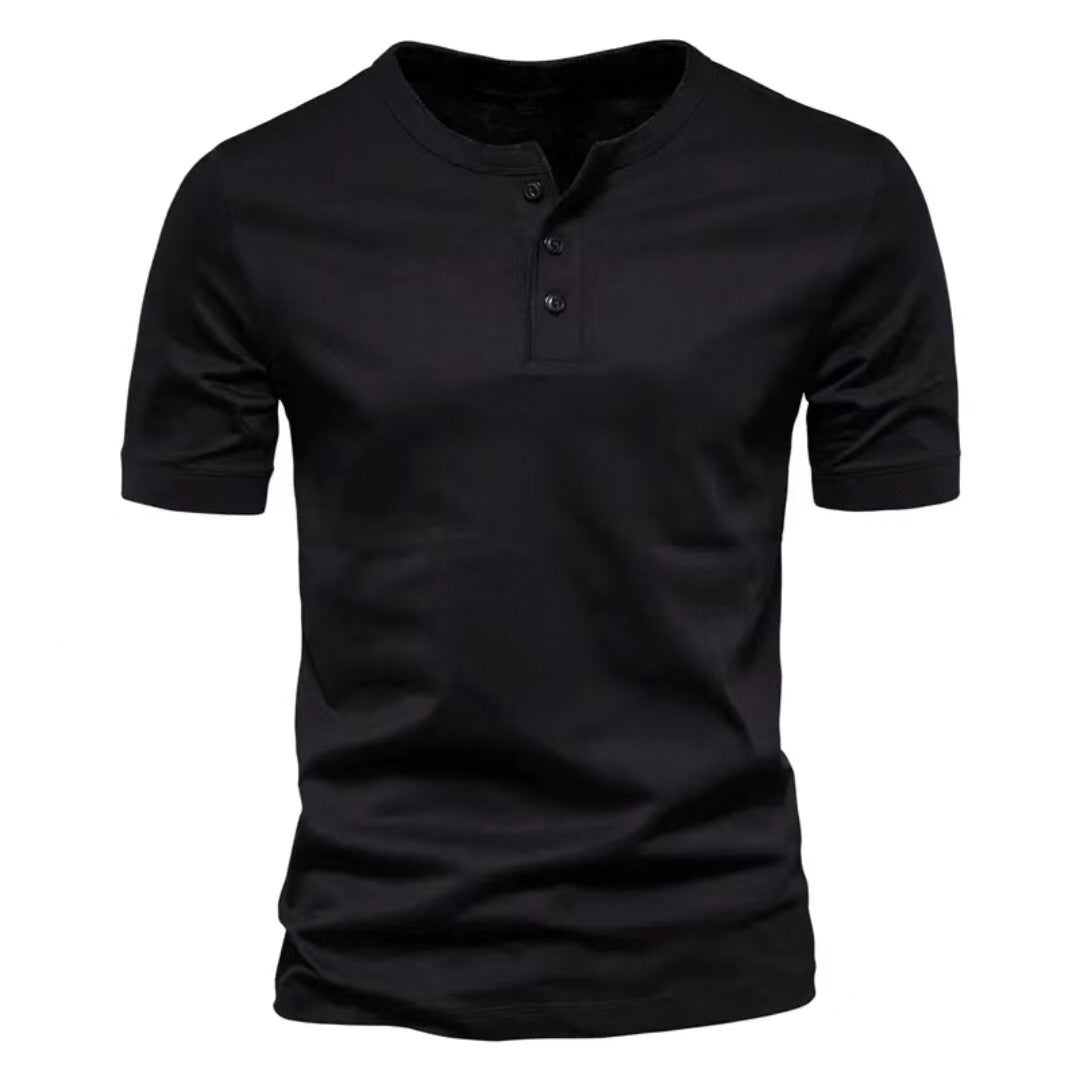 Stylish men's Henley shirt featuring a three-button placket, ideal for everyday casual looks.