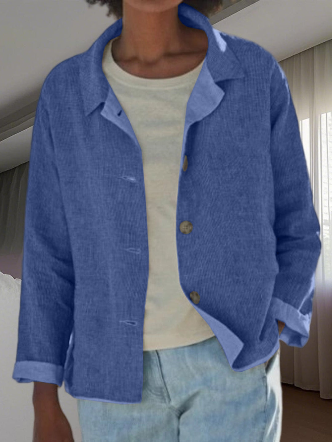 Versatile women's lightweight jacket. Casual buttoned outerwear, perfect for spring, fall & everyday style.
