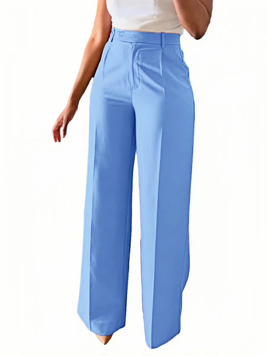 Versatile women's high waist wide leg trousers, elegant for work, comfortable for fashion.