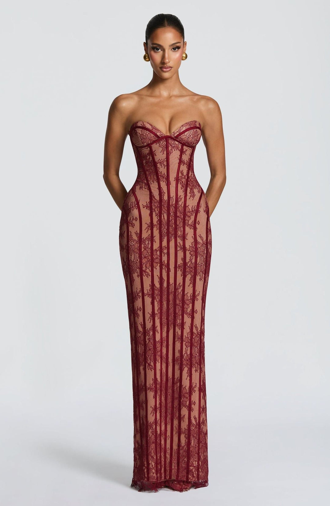 Sophisticated women's formal dress, a fitted bustier bodycon design for elegant special occasions.