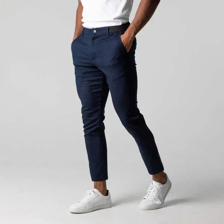 Comfortable men's casual chino pants, ideal for versatile everyday wear and smart casual styling.