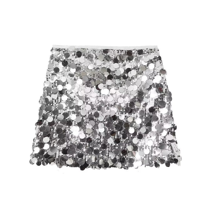 Sparkling women's sequin mini skirt, dazzling & glamorous. Ideal party skirt for evening wear & special occasions.