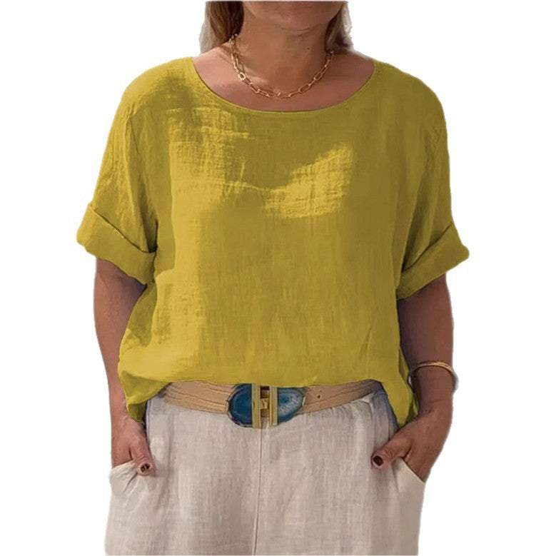 Black women's casual shirt, lightweight, relaxed fit with rolled sleeves. Versatile wardrobe essential.