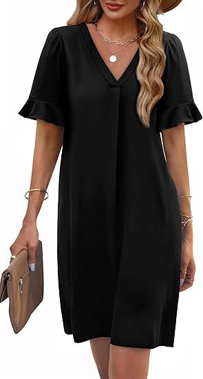 Full-length view of a women's elegant floral V-neck summer dress, featuring a flowy silhouette.