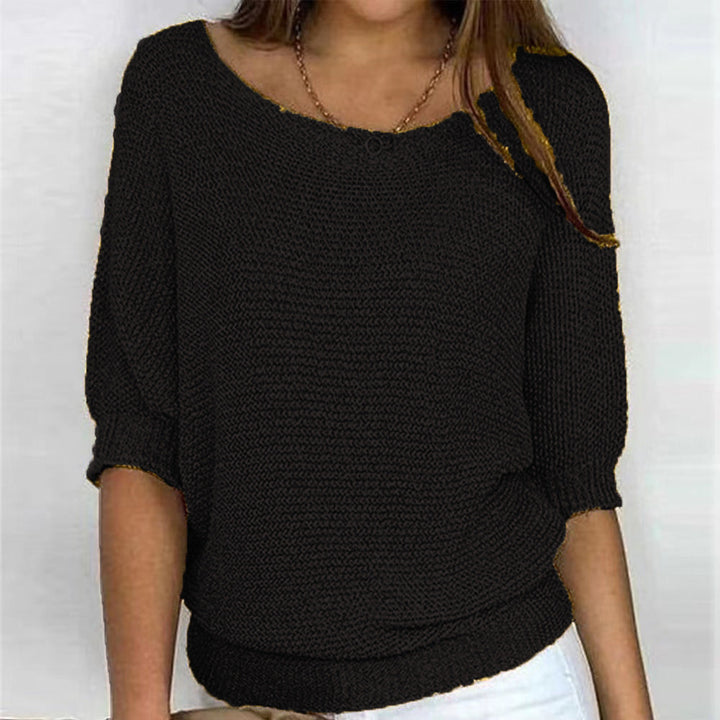 Classic women's soft knit pullover sweater, long sleeve, easy everyday comfort for fall and winter style.