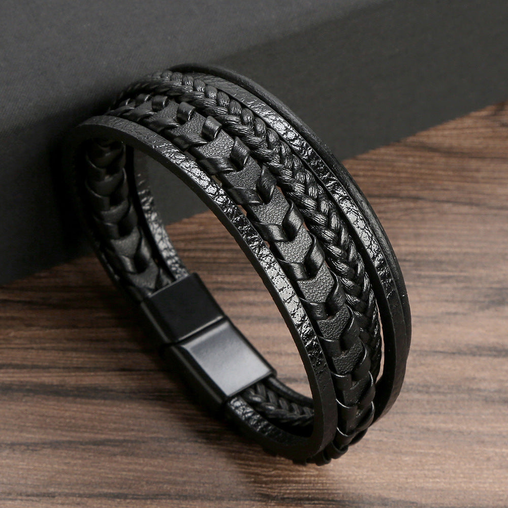 Premium men's braided leather bracelet, durable Viking jewelry for rugged elegance.