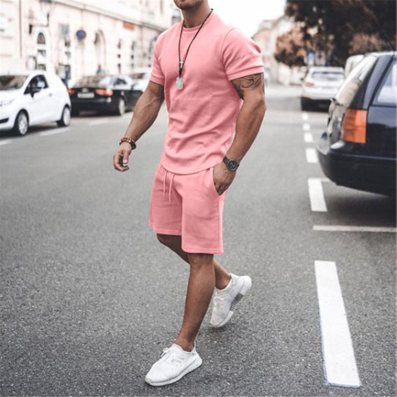 Lightweight men's sportswear set, ideal for summer activities & everyday comfort.