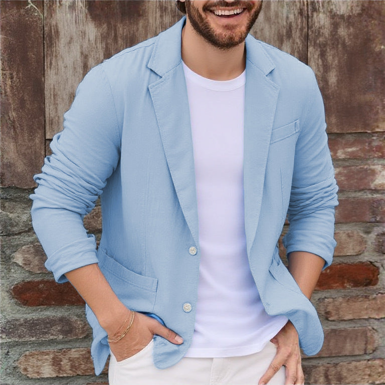 Modern men's casual blazer, lightweight and comfortable, great for travel and smart casual outfits.