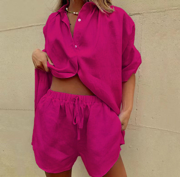 Women's comfortable & stylish two-piece summer shorts set, perfect for casual occasions.