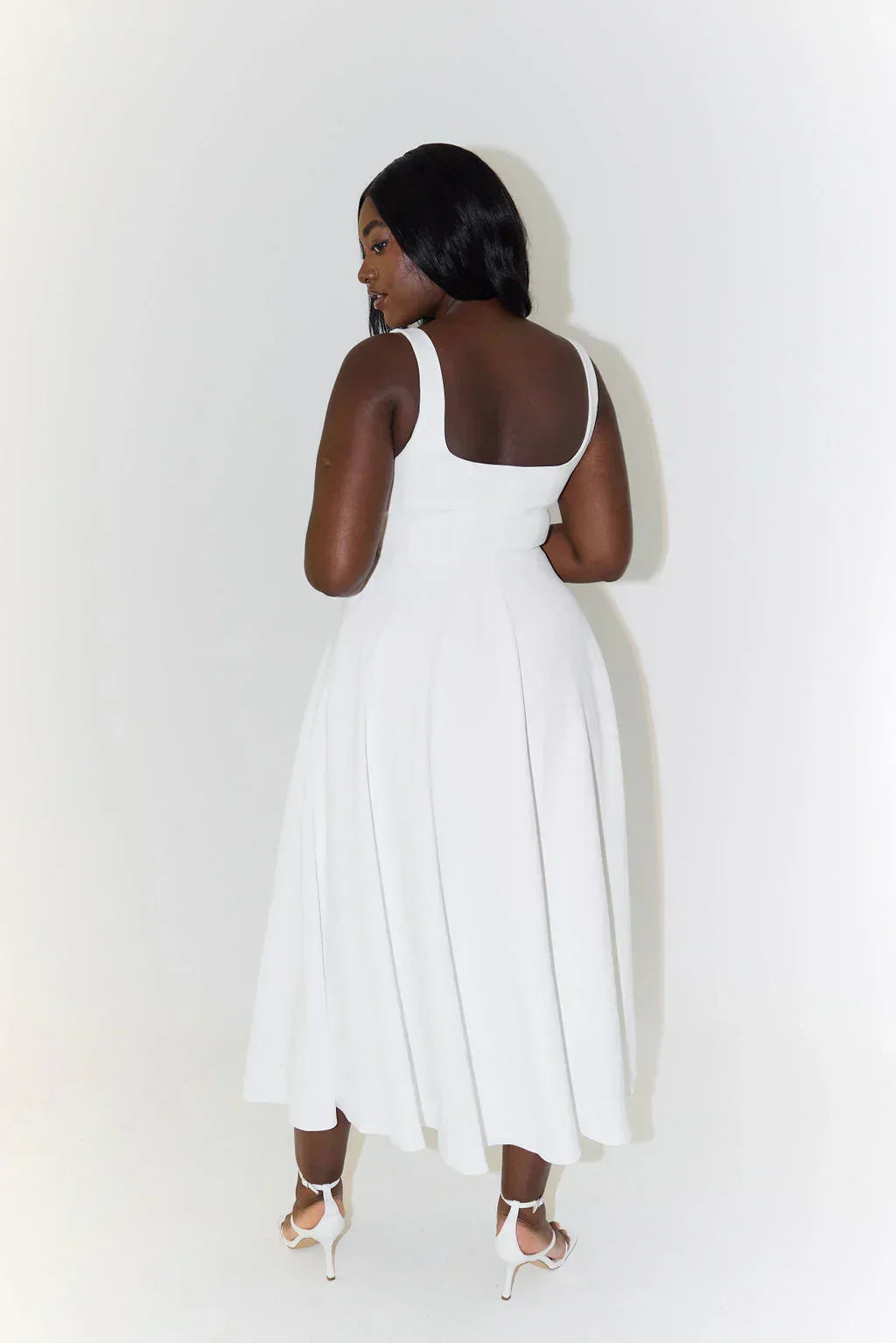 Luxavita Women's high waist square neck midi dress, a comfortable and stylish summer fashion essential.