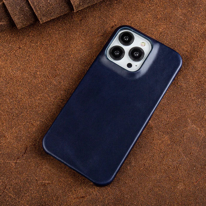 iPhone perfectly secured in a protective leather shockproof case for daily use.