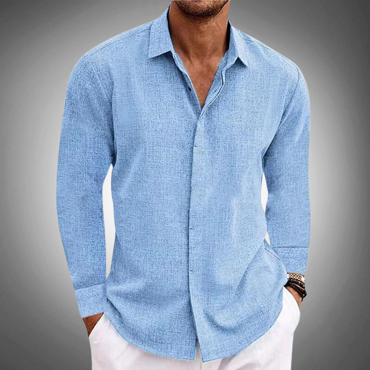 Versatile men's long sleeve casual shirt with button-up front & chest pockets; perfect for a relaxed fit and modern menswear.