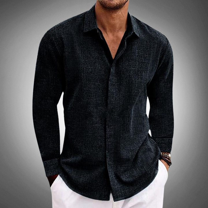 Men's casual long sleeve button-up shirt with chest pockets in a relaxed fit for everyday style & versatile wear.